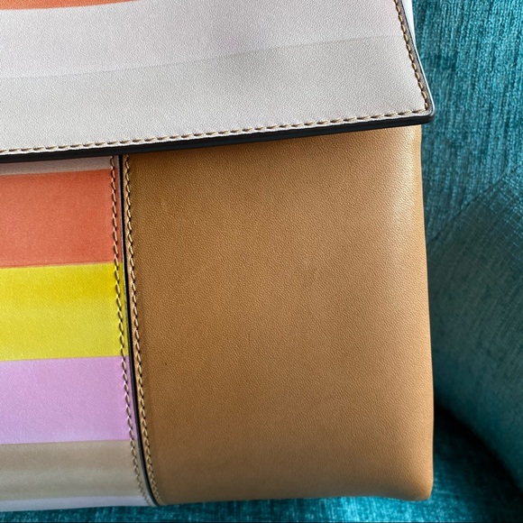 Tory Burch Block-T Degrade Vachetta Fresh Melon Leather Shoulder Strap Satchel - Picture 6 of 16